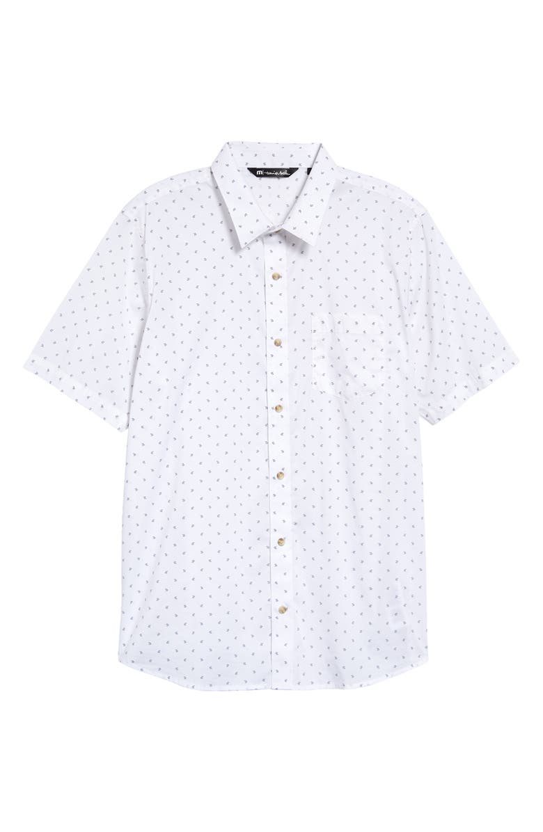 TravisMathew Not Your Best Short Sleeve Button-Up Shirt, Alternate, color, White