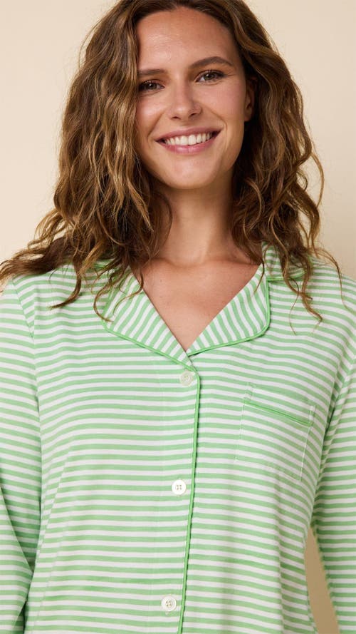 The Cat's Pajamas Pima Knit Pajama Print Set In Green