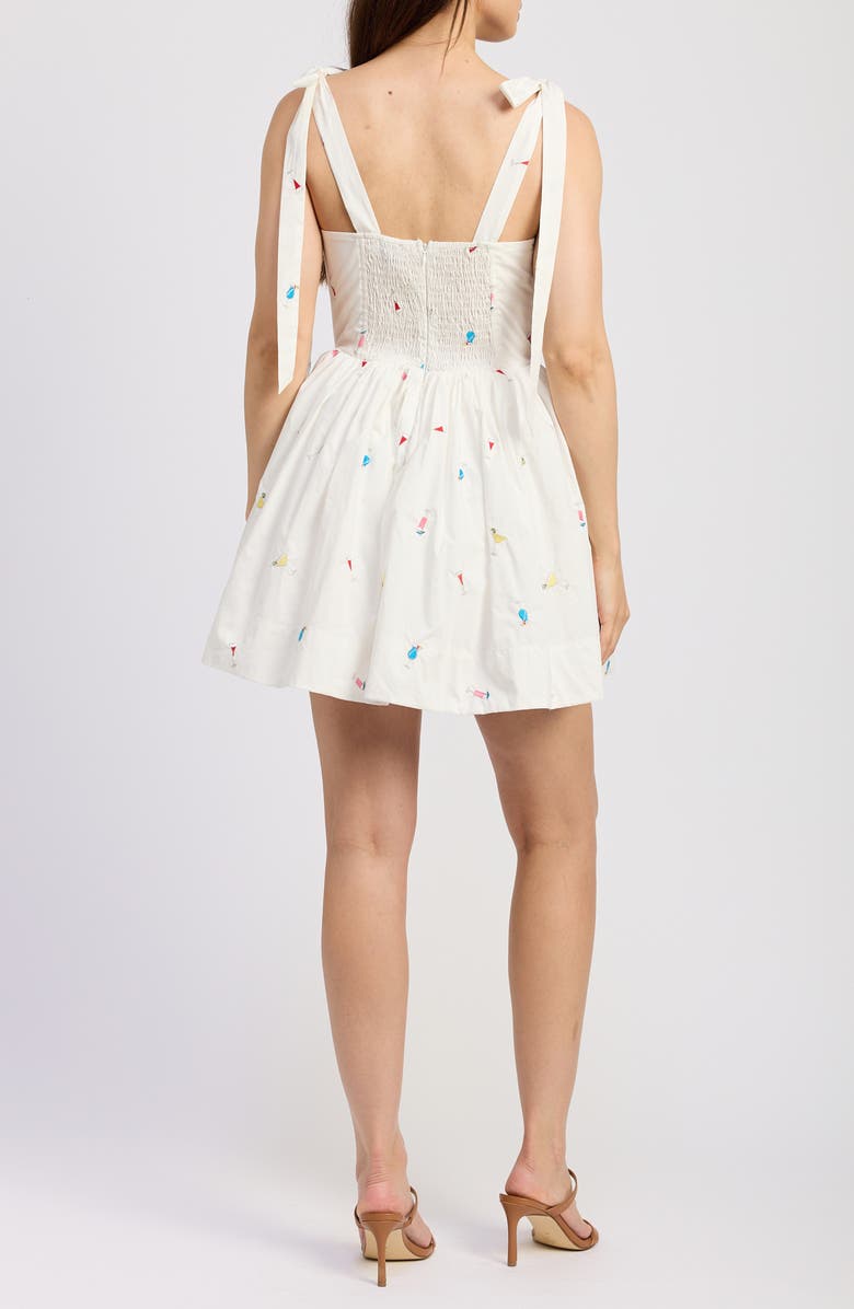 En Saison Nellie Embroidered Cotton Poplin Minidress, Alternate, color, White Pink Multi