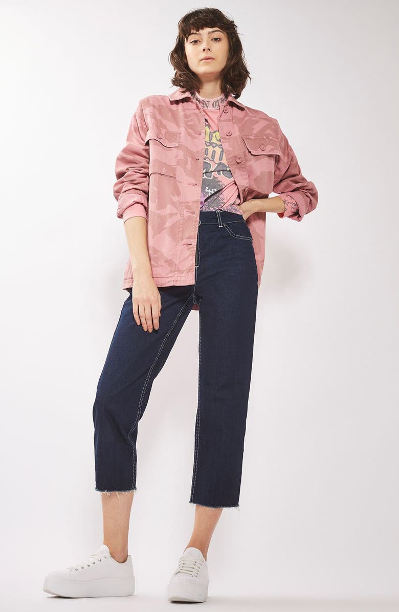 Topshop Camo Army Jacket, Alternate, color,