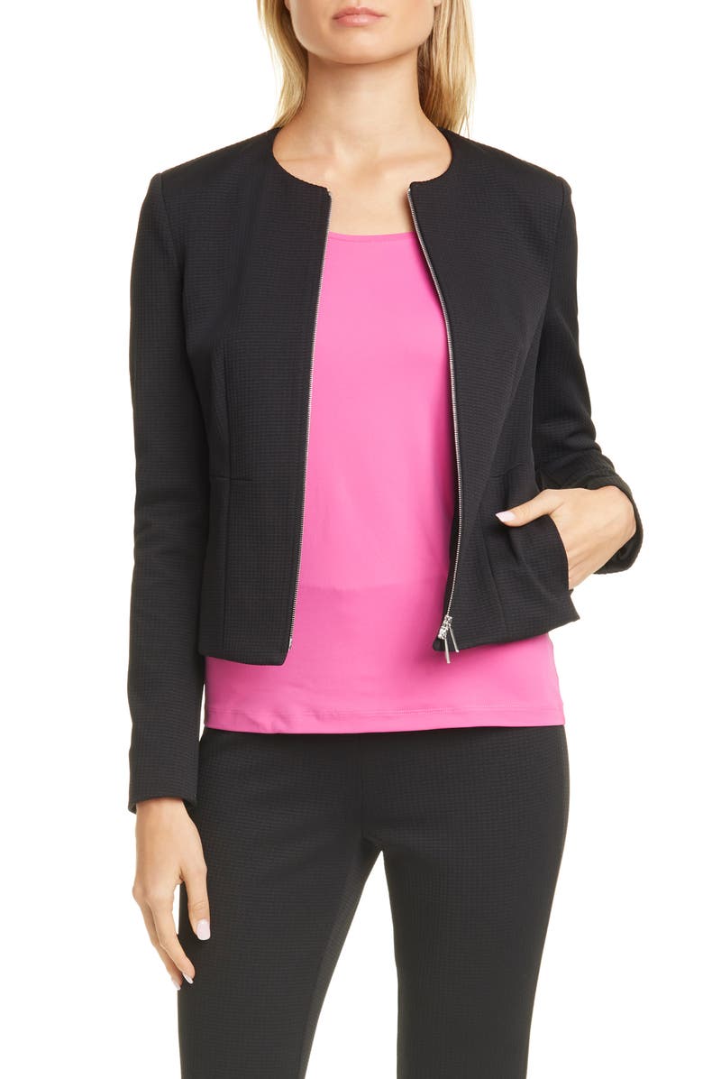 BOSS Jaxine Textured Zip Up Jacket, Main, color,