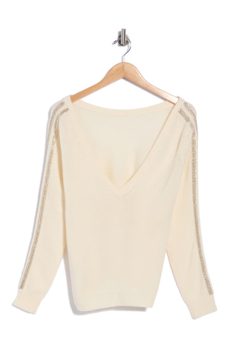 V-Back Wool & Cashmere Sweater, Main, color, SKY WHITE