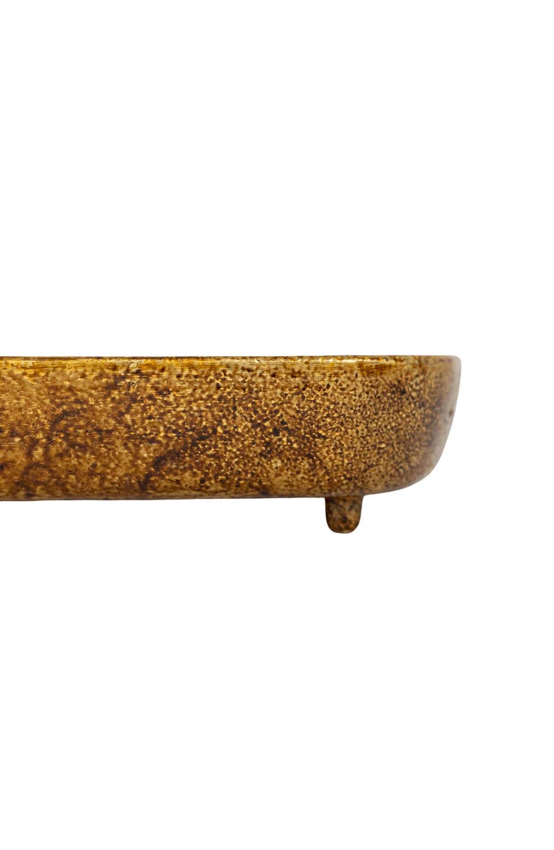 Foreside Home and Garden Antique Ball Footed Vanity Tray Brass Cast Iron Countertop Organizer, Alternate, color, Gold