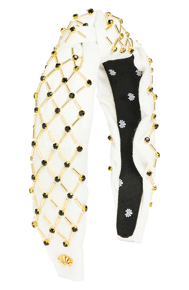 Lele Sadoughi Knotted Lattice Headband, Main, color, Ivory Gold
