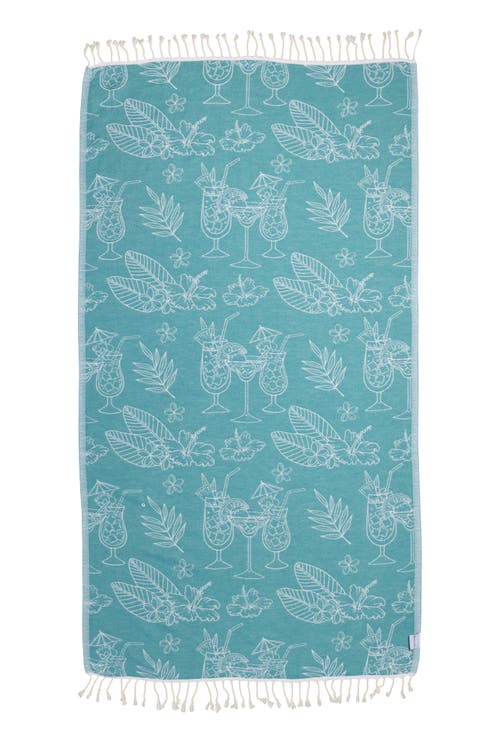 InfuseZen Tropical Drink Organic Turkish Towel in Aqua 