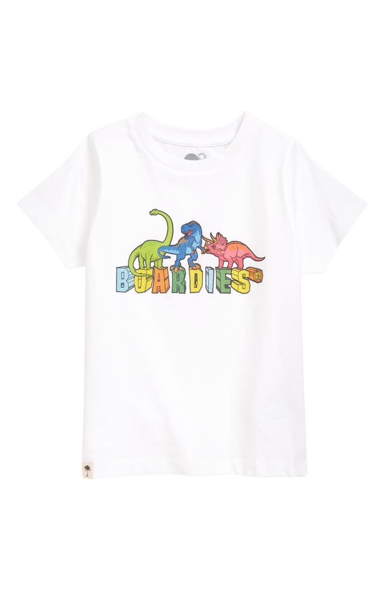 Boardies Kids' Vibrant Dino Organic Cotton Graphic Tee, Main, color, White