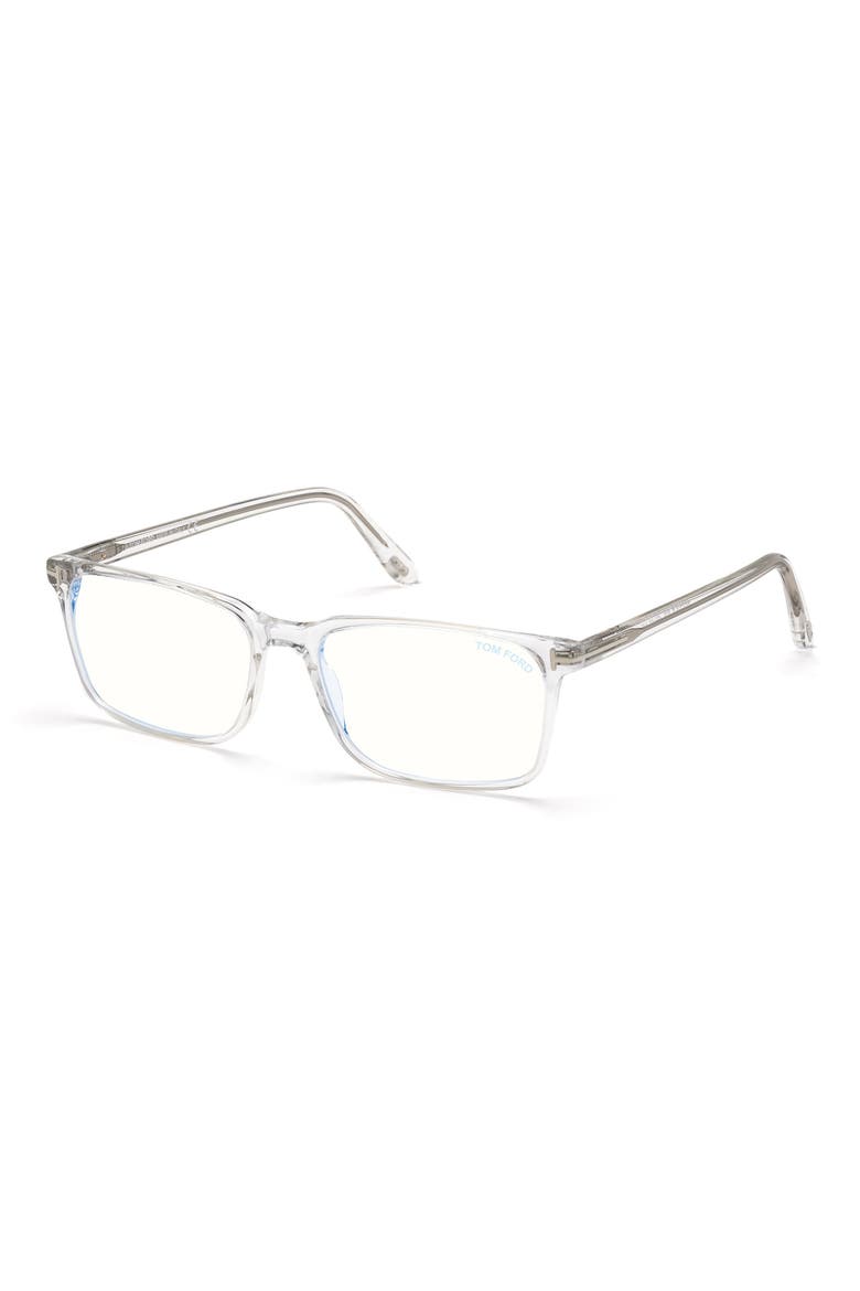56mm Rectangular Blue Light Blocking Optical Glasses, Alternate, color, CRYSTAL PALLADIUM / T LOGO