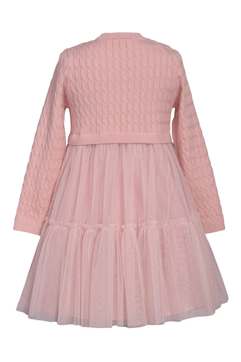 Kids' MIxed Media Long Sleeve Tulle Dress, Alternate, color, LIGHT PINK
