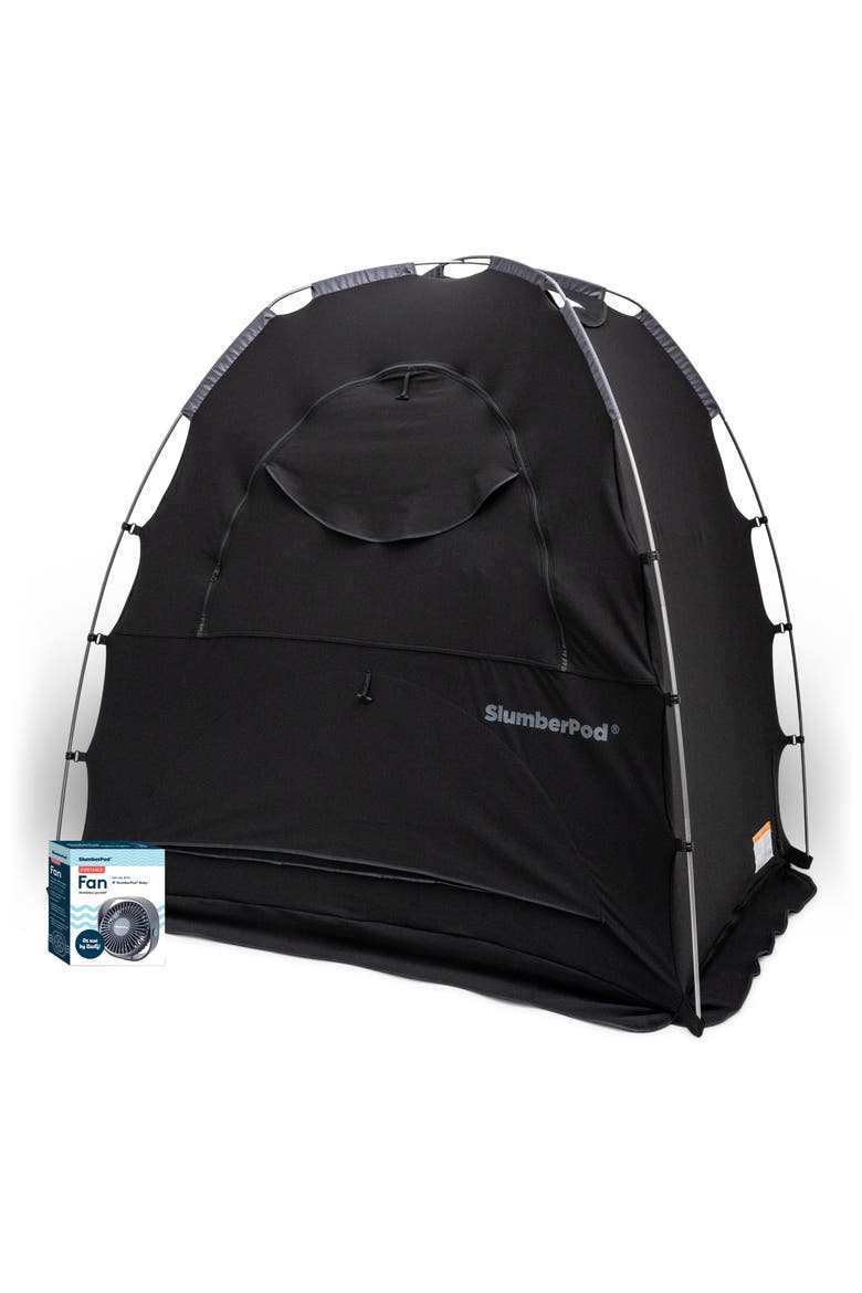 Blackout Sleep Tent & Portable Fan Set, Main, color, BLACK