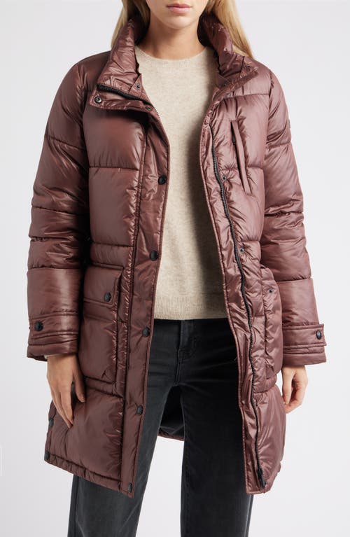 Sam Edelman Puffer Coat With Removable Hood In Brown