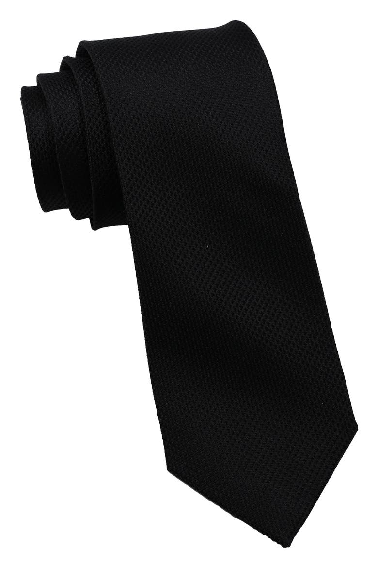 Textured Silk Tie, Main, color, BLACK
