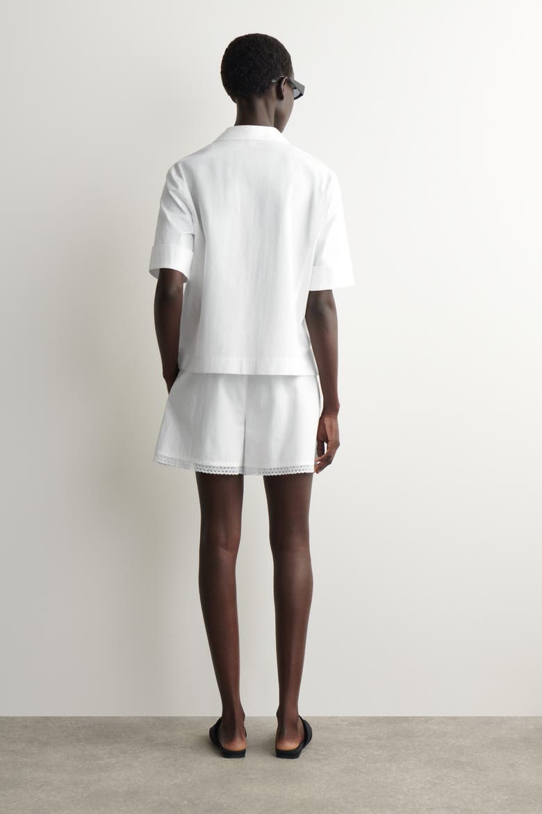Lace-trimmed Cotton Shorts, Alternate, color, WHITE