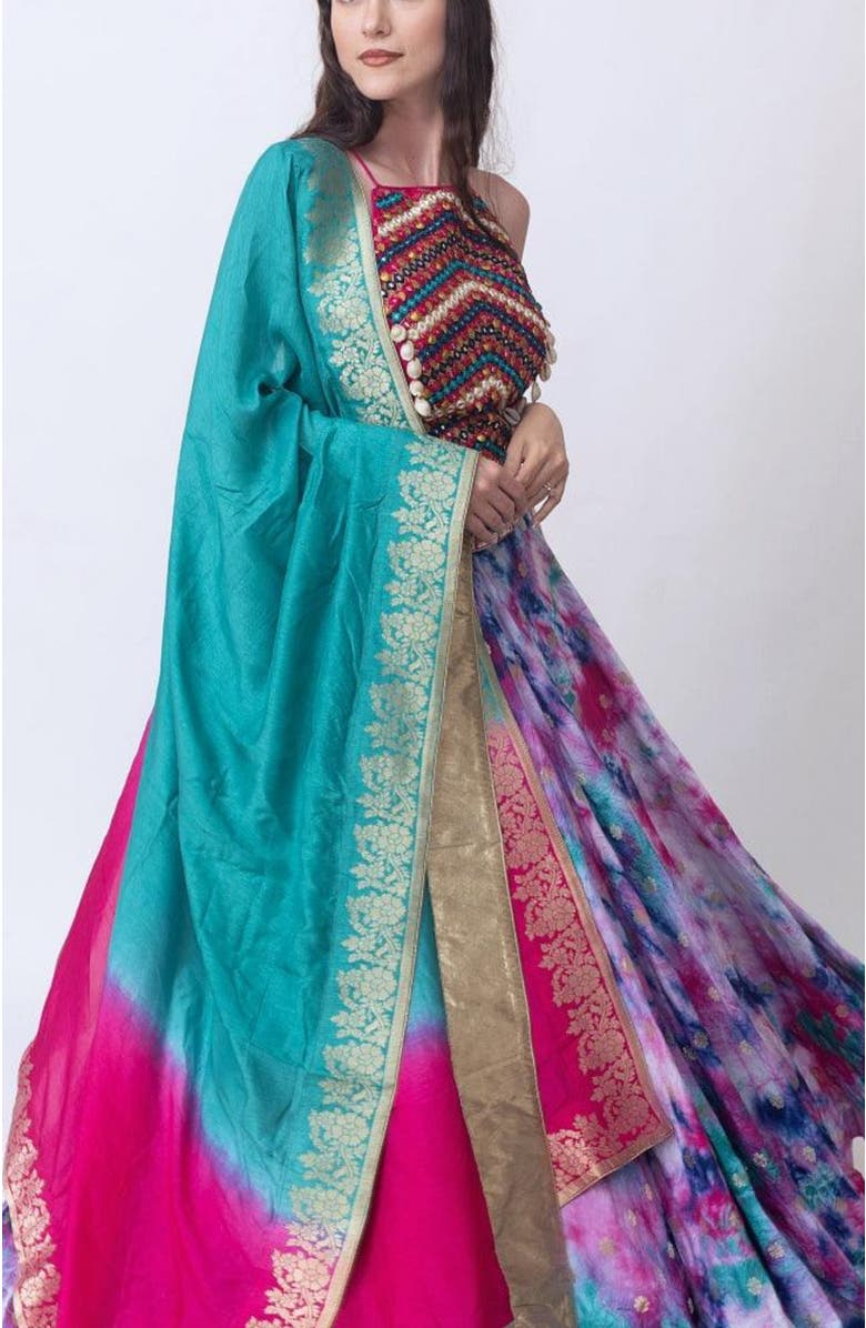 RAAS Maya Hand Tie-Dye Lehenga Choli, Alternate, color, Light Pink Multi