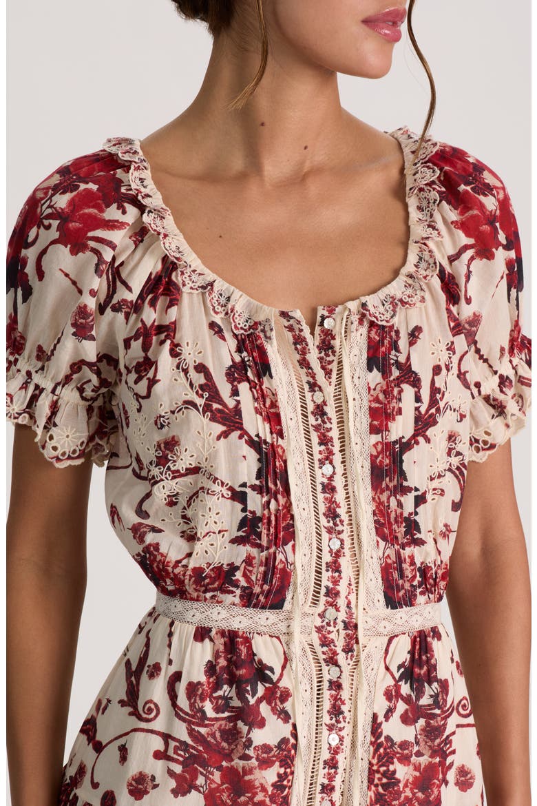 McLaine Embroidered Puff-Sleeve Dress, Alternate, color, ORCHARD GLOW