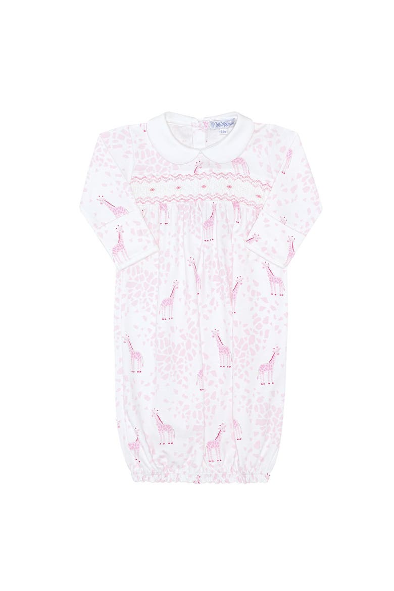 Pink Giraffe Print Smocked Gown  - Baby, Main, color, Pink