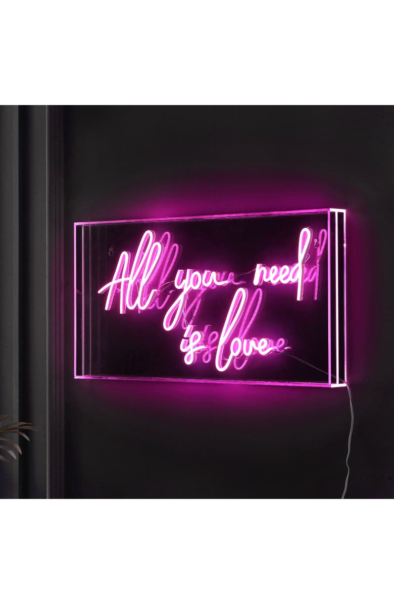 JONATHAN Y All Contemporary Glam Acrylic Box USB Operated LED Neon Light, Alternate, color, Pink