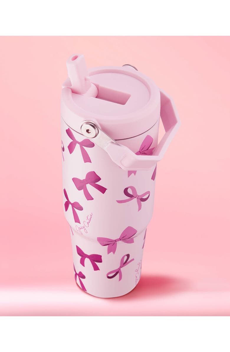 Juicy Couture 30-Ounce Stainless Steel Flip Sip Water Tumbler, Alternate, color, Tossed Pink Bows