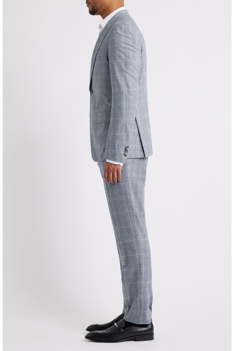 Huge Slim Fit Grey Glen Check Wool Suit, Alternate, color, OPEN BLUE