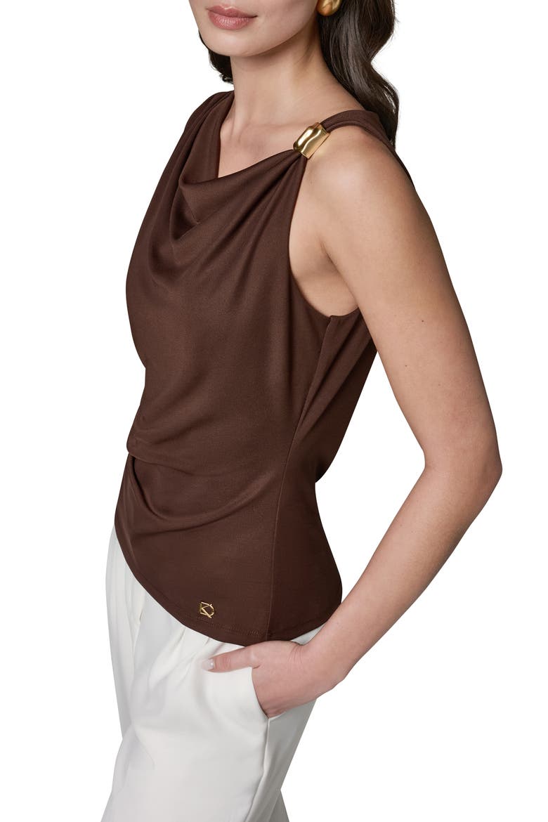 Ruched Asymmetric Sleeveless Top, Alternate, color, CANYON