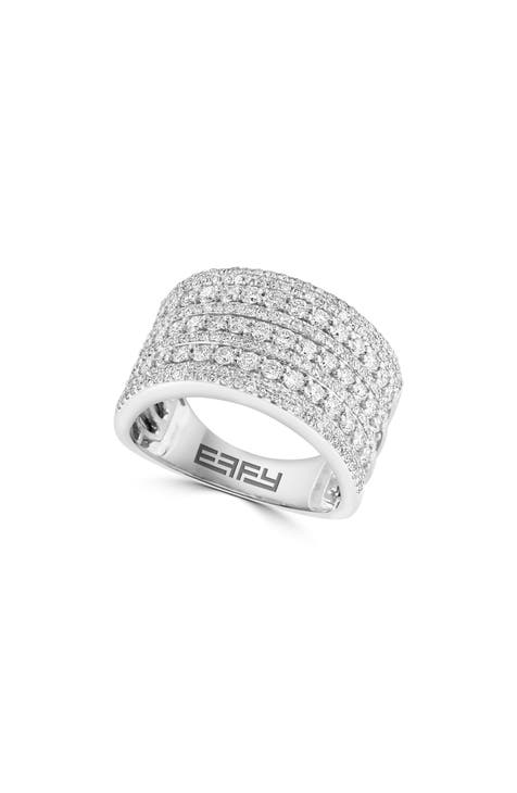 14K White Gold Diamond Pave Ring, 1.38ct