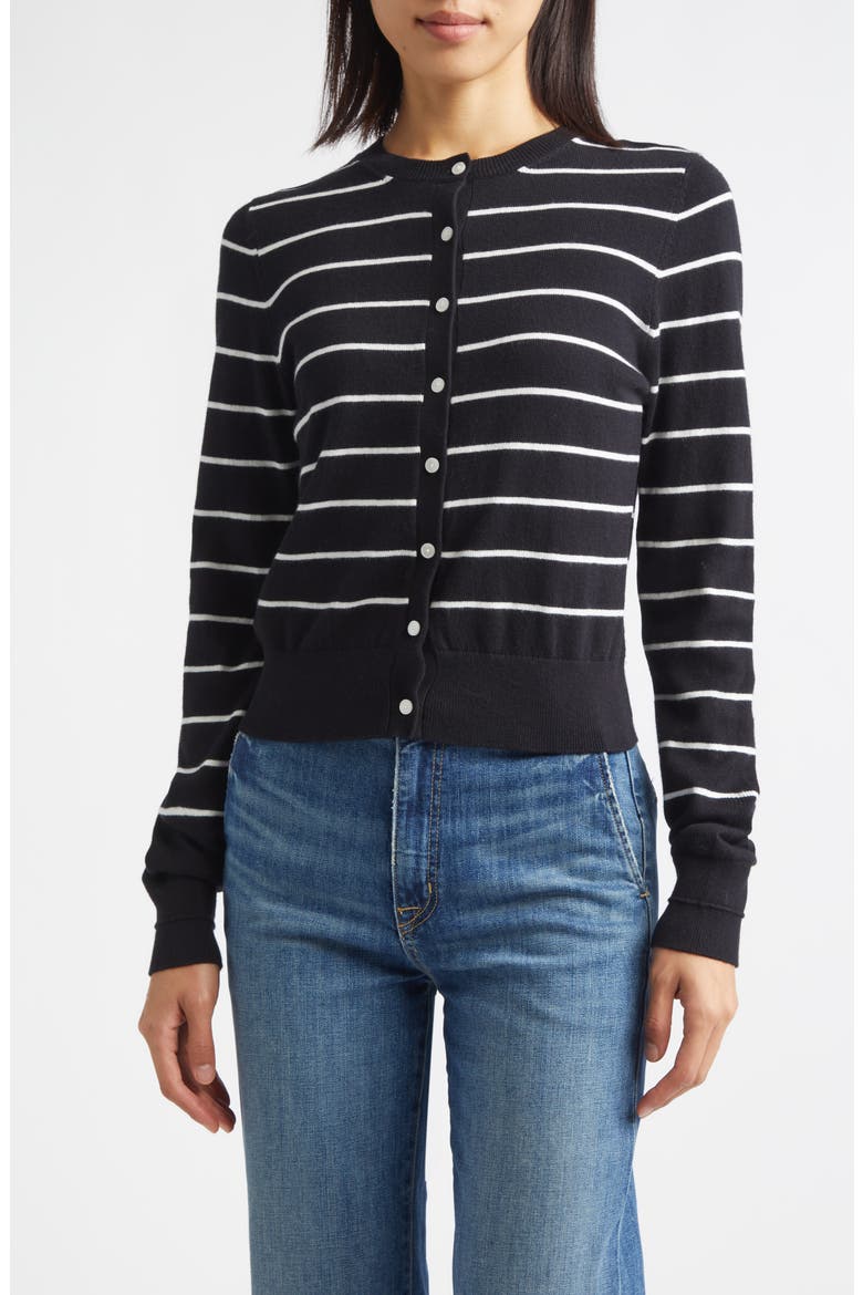 Thibeaut Stripe Cotton & Cashmere Cardigan, Main, color, BLACKLEAD