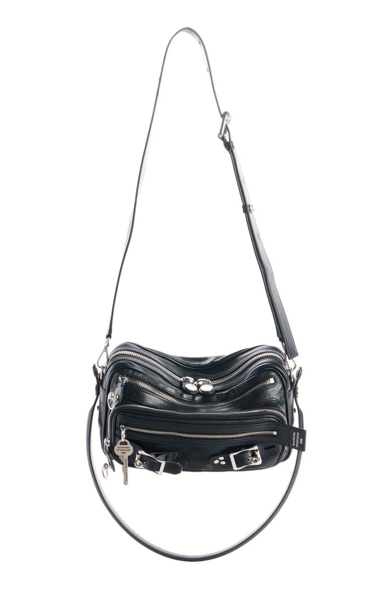 Camero Party Leather Shoulder Bag, Alternate, color, BLACK