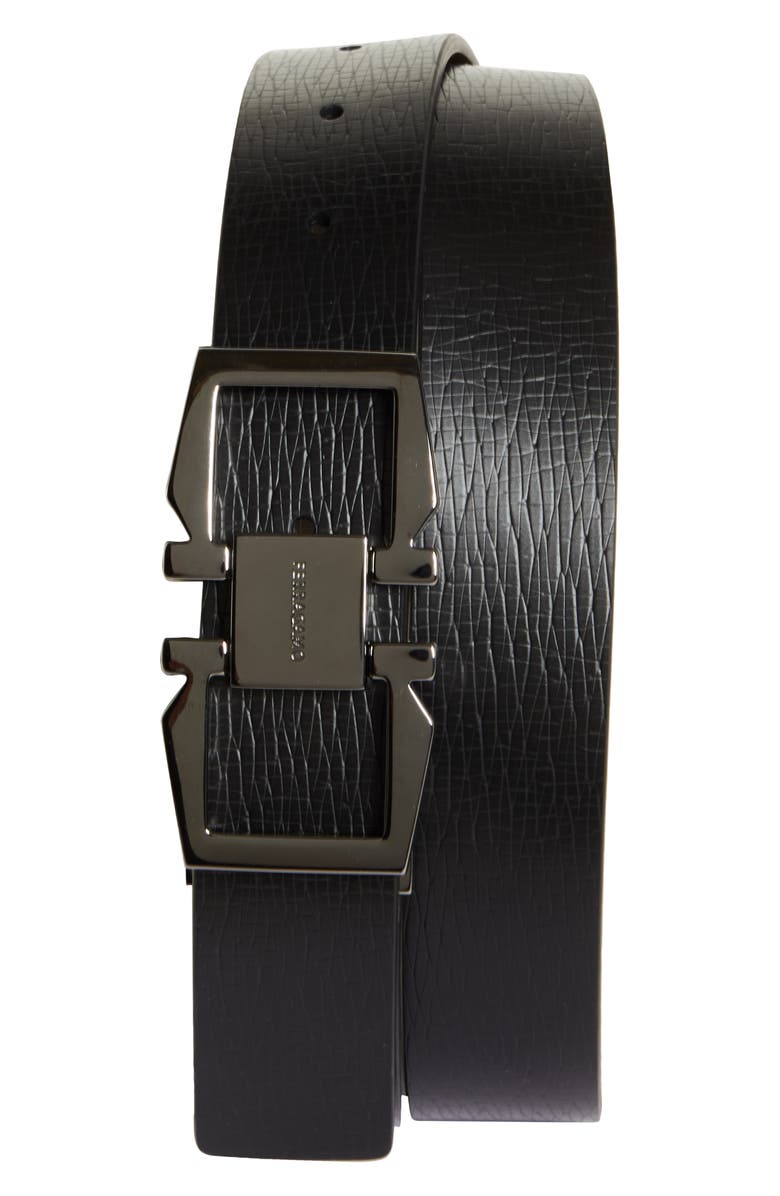 FERRAGAMO Double Gancio Reversible Belt, Main, color, Nero Cocoa Brown