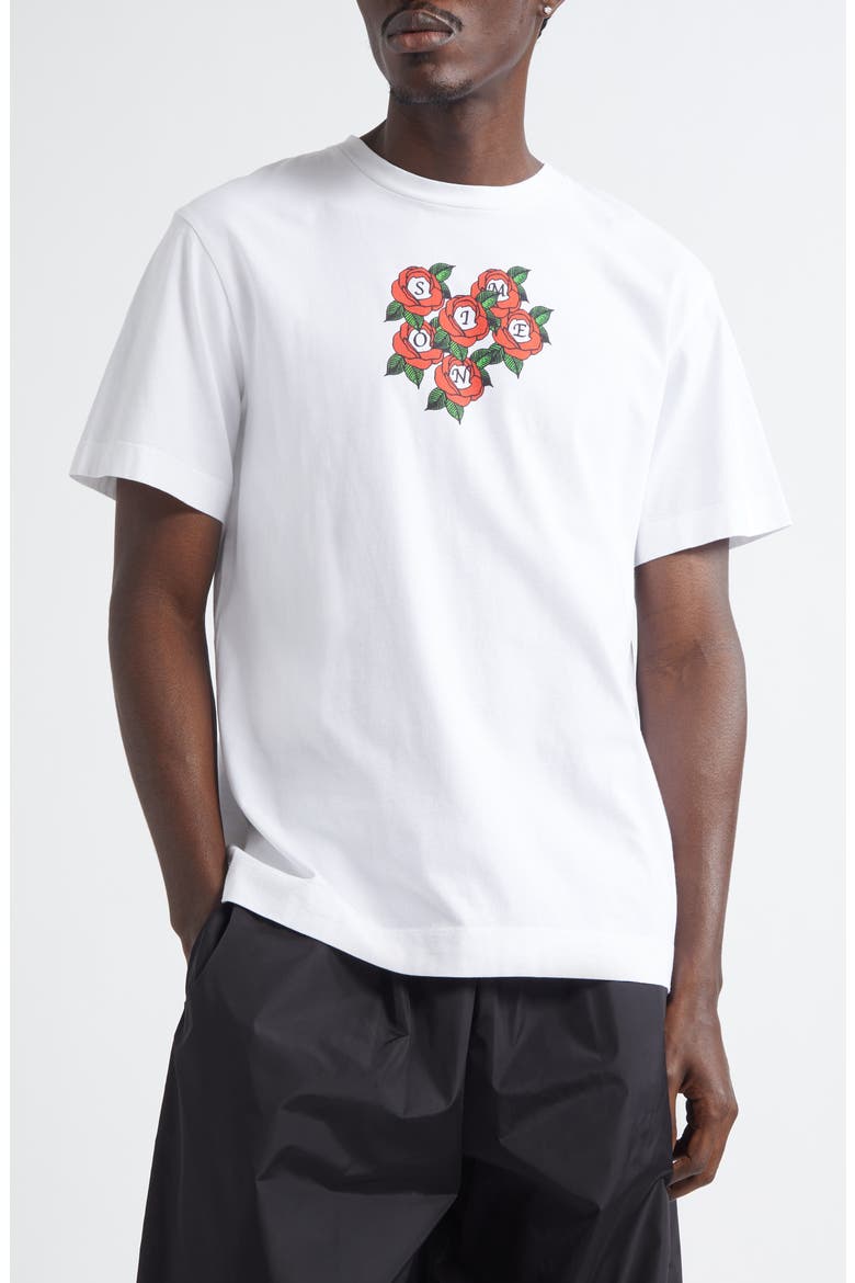Cluster Rose Logo Graphic T-Shirt, Main, color, WHITE