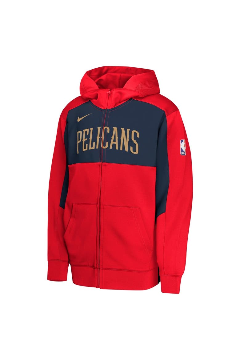 Youth Nike Red/Navy New Orleans Pelicans Authentic On-Court Showtime Performance Full-Zip Hoodie, Alternate, color, Red