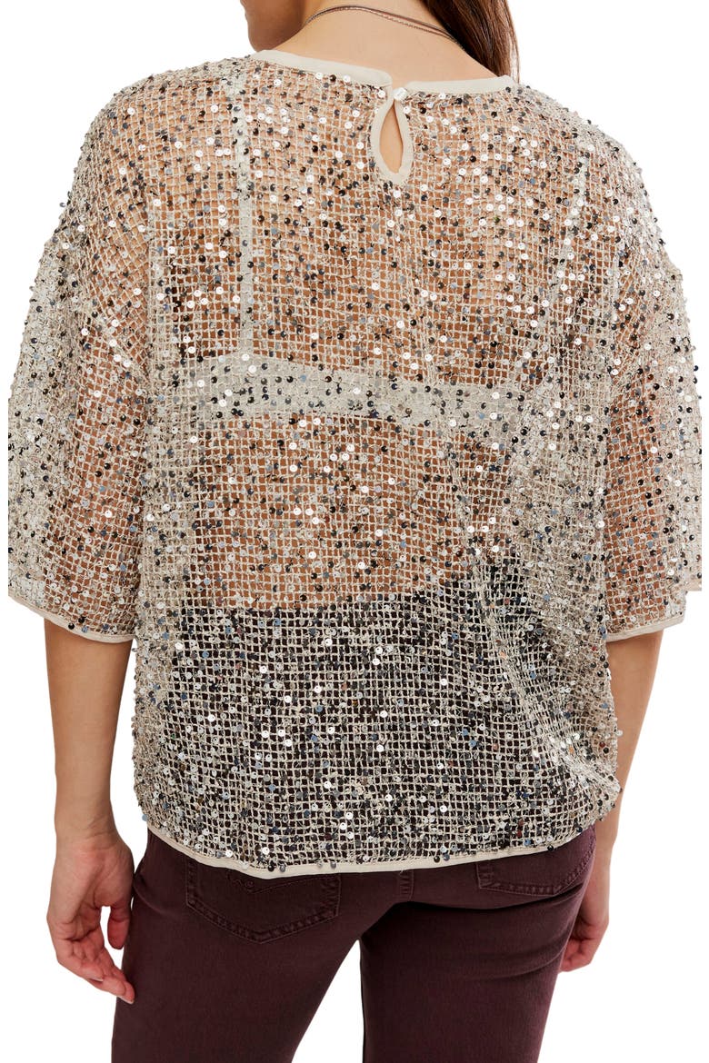 Calypso Sequin Open Knit T-Shirt, Alternate, color, MORNING OAT