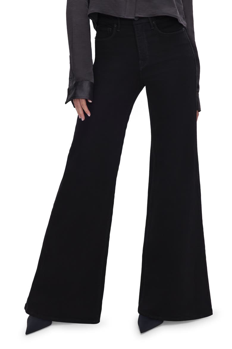 SoftTech Good Waist High Waist Palazzo Jeans, Main, color, BLACK319