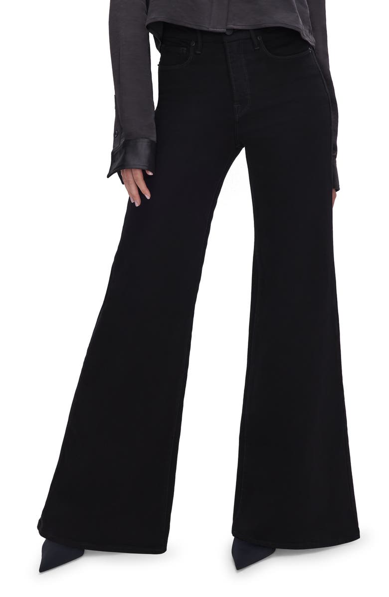 Good American SoftTech Good Waist High Waist Palazzo Jeans, Main, color, 