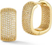 CHLOE AND MADISON Pavé Cubic Zirconia Gold Plated Hoop Earrings