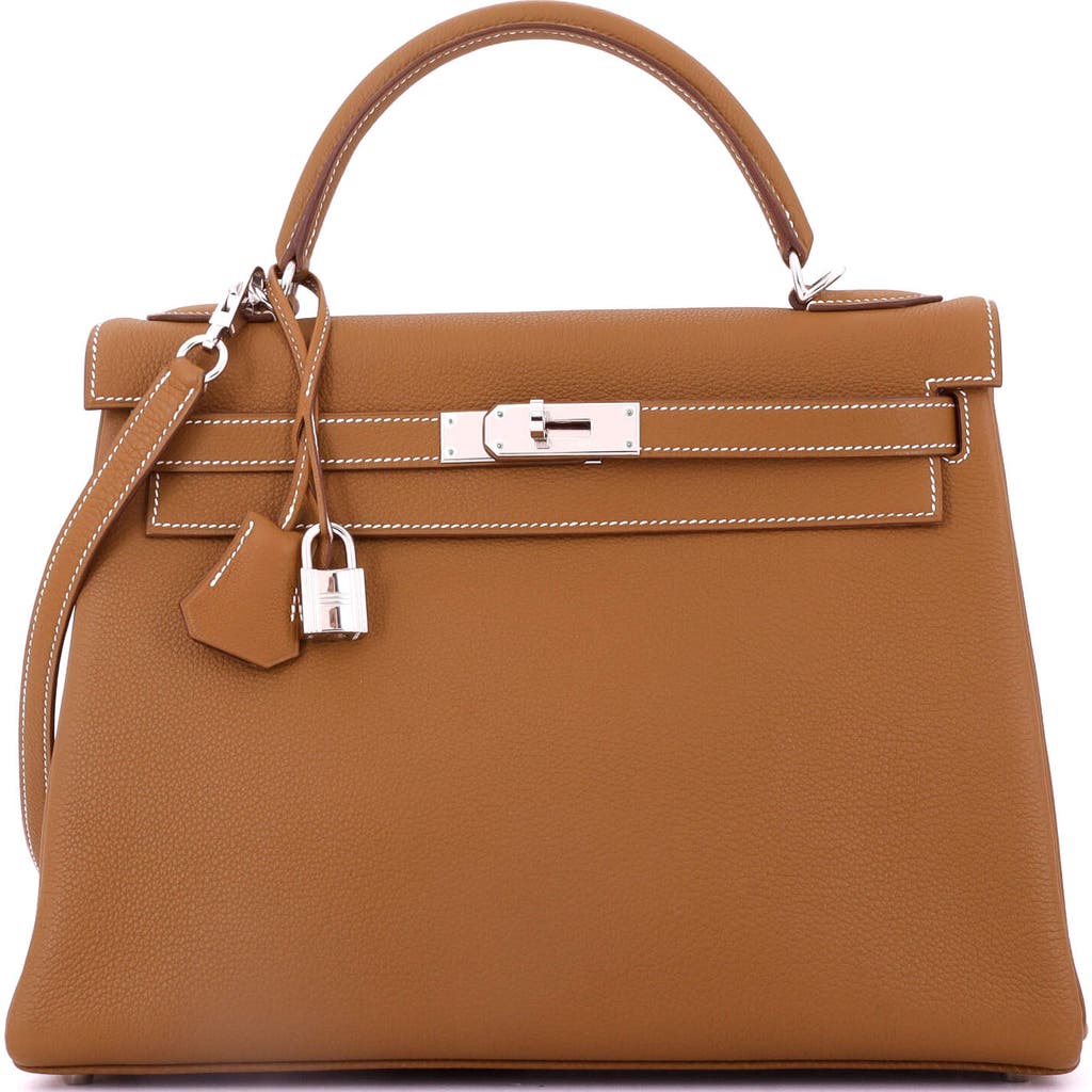 Pre-owned Hermes Hermes Kelly Handbag Brown Togo With Palladium Hardware 32