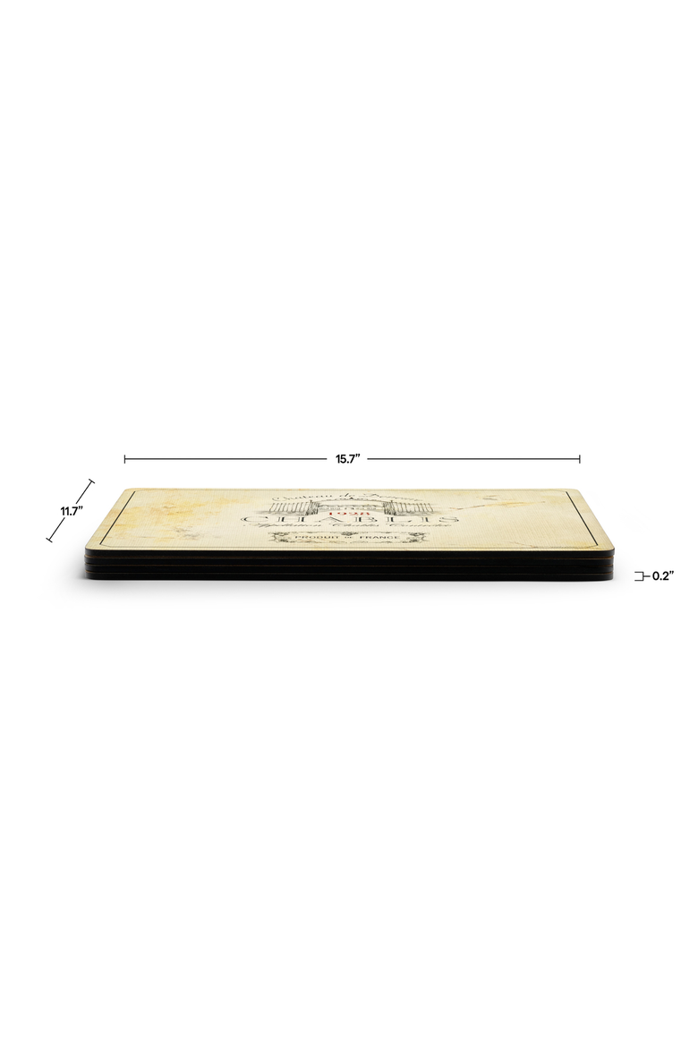 Vin de France Set of 4 Cork Back Placemats, Alternate, color, Multi