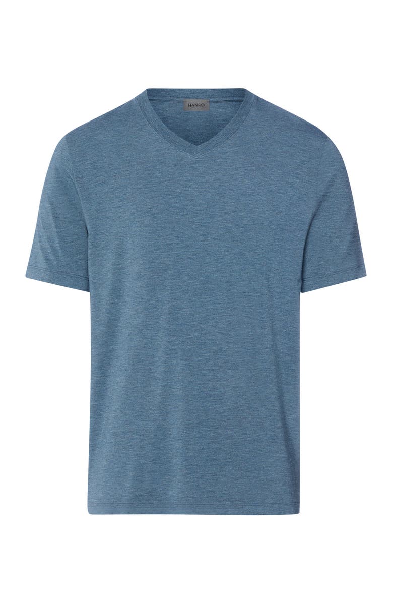 Hanro Casuals Soft V-Neck T-Shirt, Main, color, Retro Blue Melange