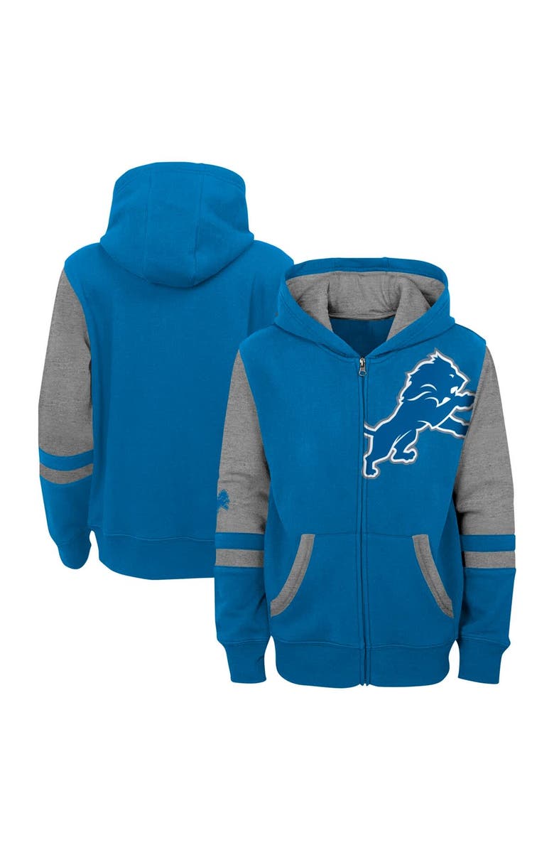 Outerstuff Youth Blue Detroit Lions Stadium Color-Block Full-Zip Hoodie, Main, color, 
