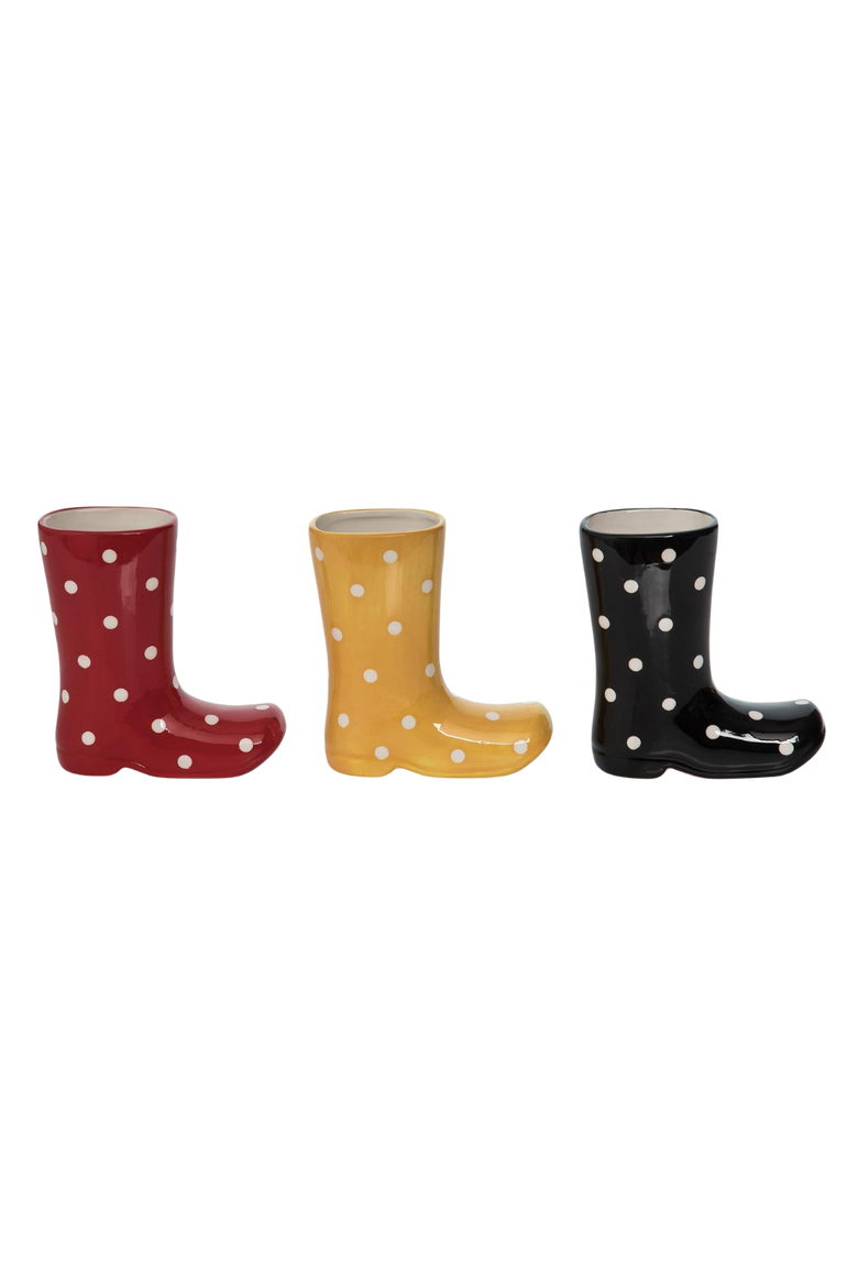 Set of 3 Ceramic Rain Boot Bud Vases Spring Home Decorations for Floral Arrangements, Main, color, Multicolored
