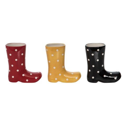 Set of 3 Ceramic Rain Boot Bud Vases Spring Home Decorations for Floral Arrangements