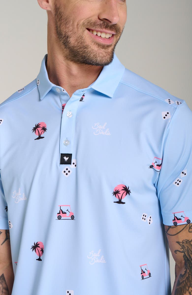 Bad Birdie Roll 'Em Dice Print Performance Golf Polo, Alternate, color, 