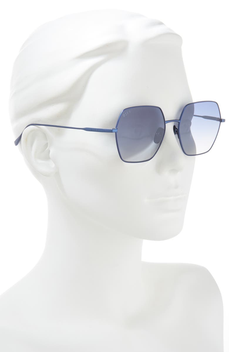 DIFF Harlowe 55mm Square Sunglasses, Alternate, color, Aegean Blue Flash