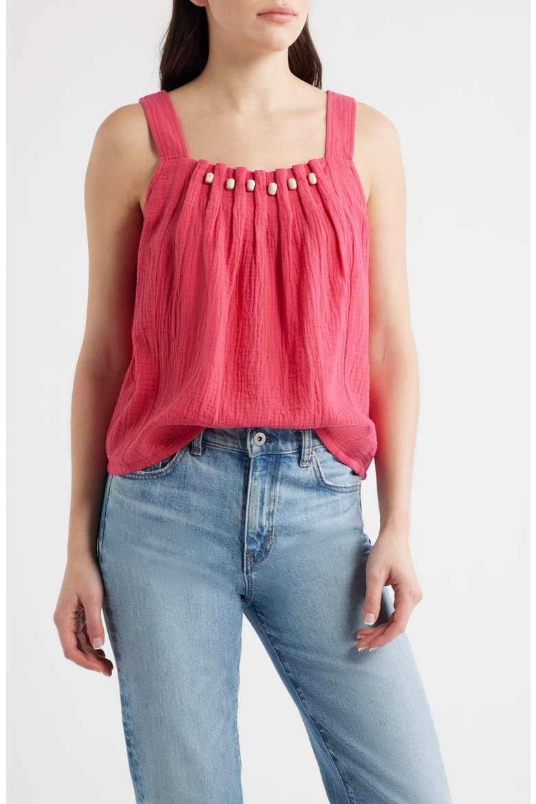 Beaded Sleeveless Top, Main, color, BRIGHT ROSE