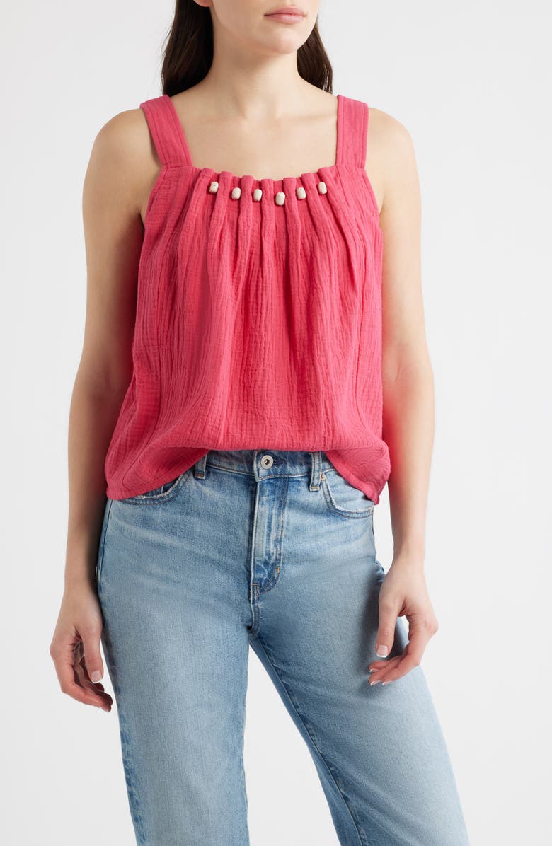CITY BLUES Beaded Sleeveless Top, Main, color, Bright Rose