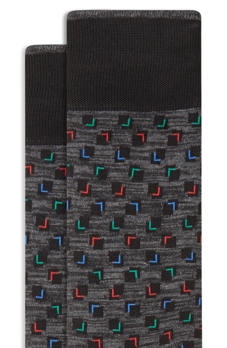 Bugatchi Geometric Mercerized Cotton Blend Dress Socks, Alternate, color,