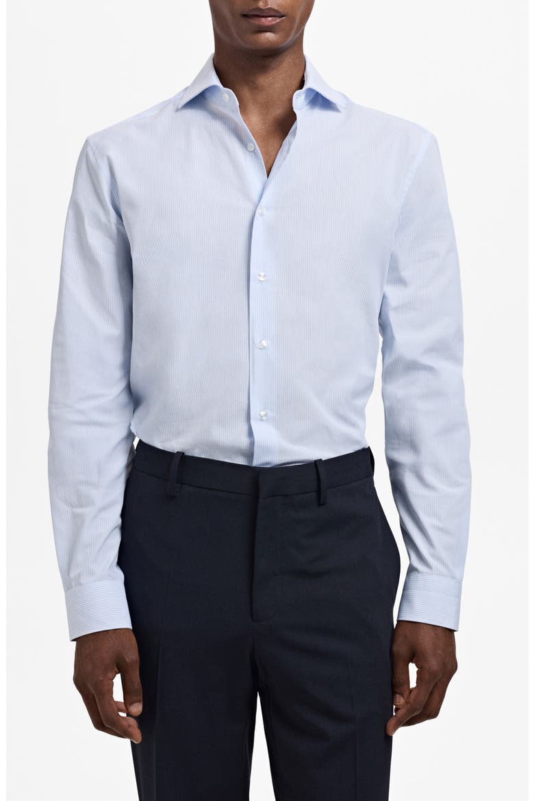 Thousand Stripe Slim Fit Button Down Shirt, Main, color, BLUE