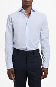 MANGO Thousand Stripe Slim Fit Button Down Shirt