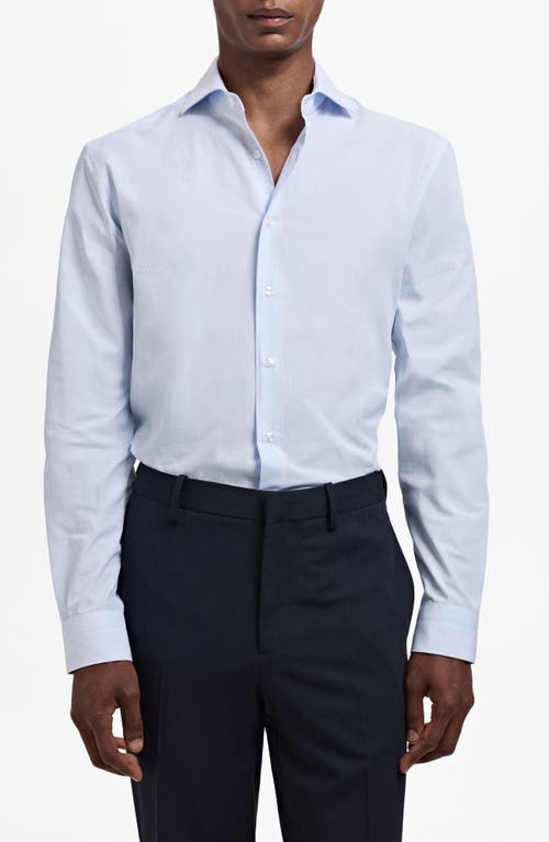 Mango Thousand Stripe Slim Fit Button Down Shirt In Blue
