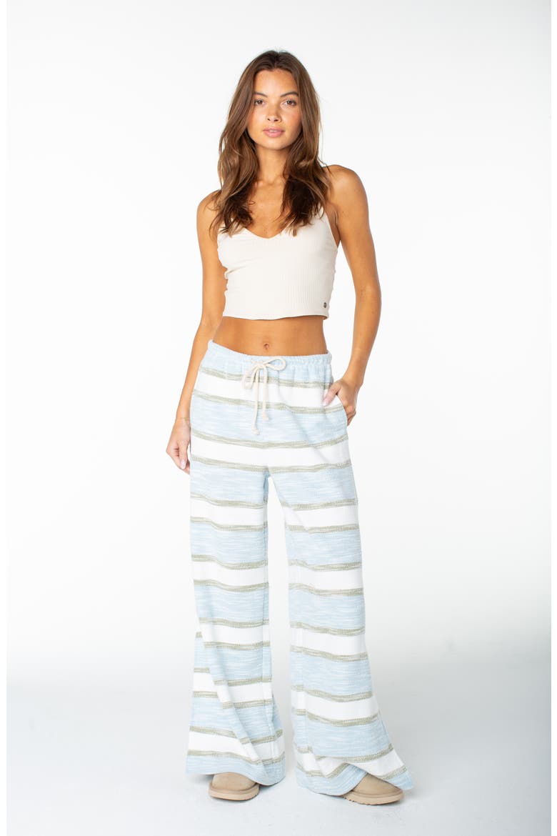 Beach Breeze Stripe Cotton Blend Split Hem Drawstring Pants, Alternate, color, CERULEAN