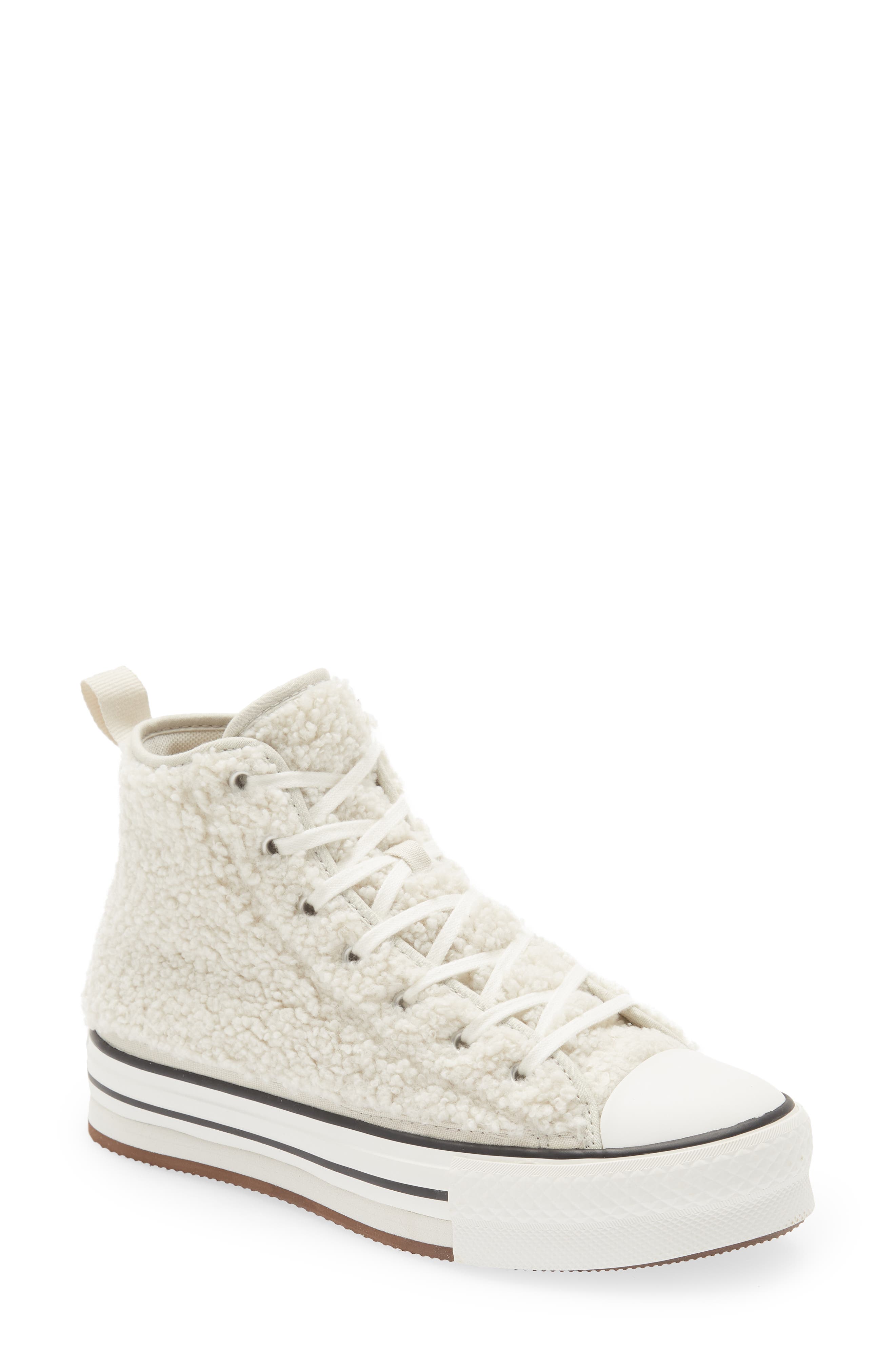 Converse Kids' Chuck Taylor<sup>®</sup> All Star<sup>®</sup> Eva Lift Faux Fur High Top Sneaker, Main, color, 