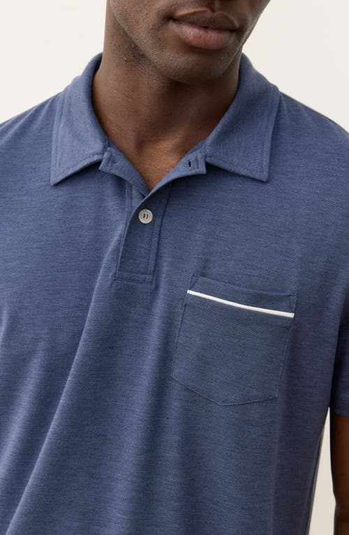 Marine Layer Short Sleeve Air Pocket Polo Shirt In Blue